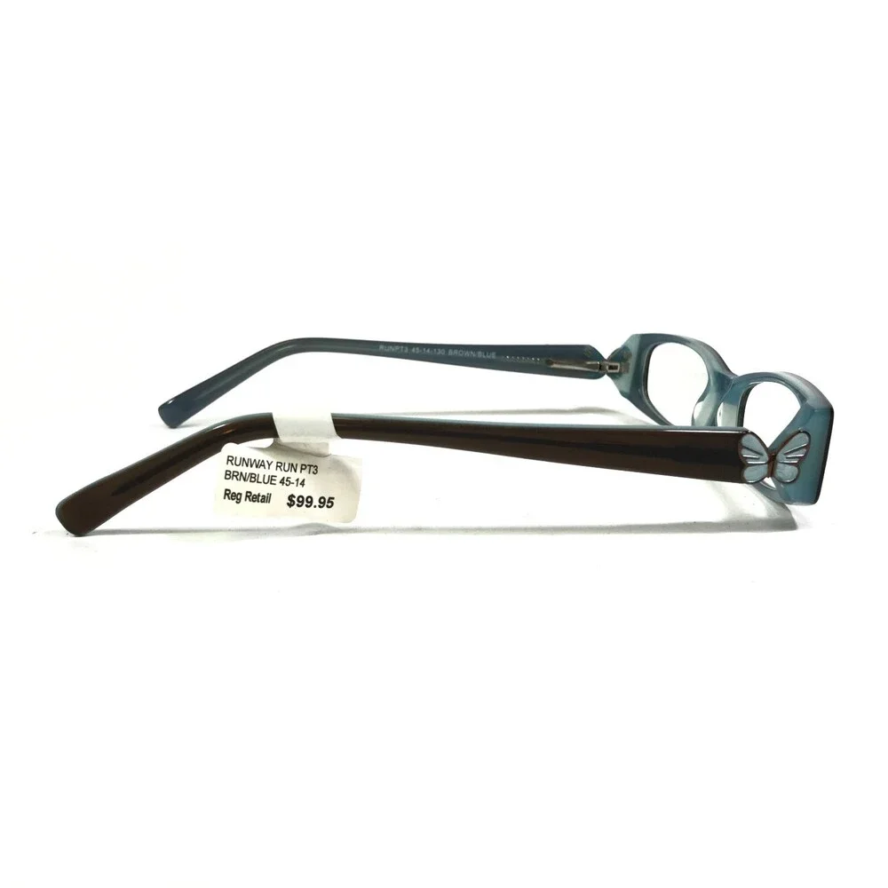 Runway Petite RUNPT3 BROWN/BLUE Eyeglasses Frames Butterflies 45-14-130
